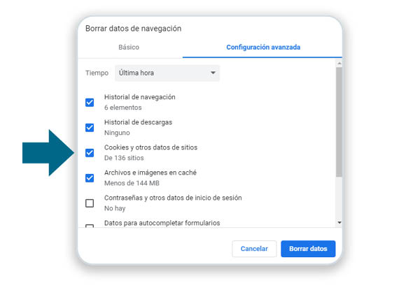 borrar cookies avanzado